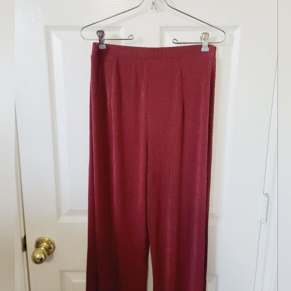 Fashion Nova Hello Lover Slinky Pant Set Cord Brick Red Maroon Ribbed XL - Picture 9 of 12